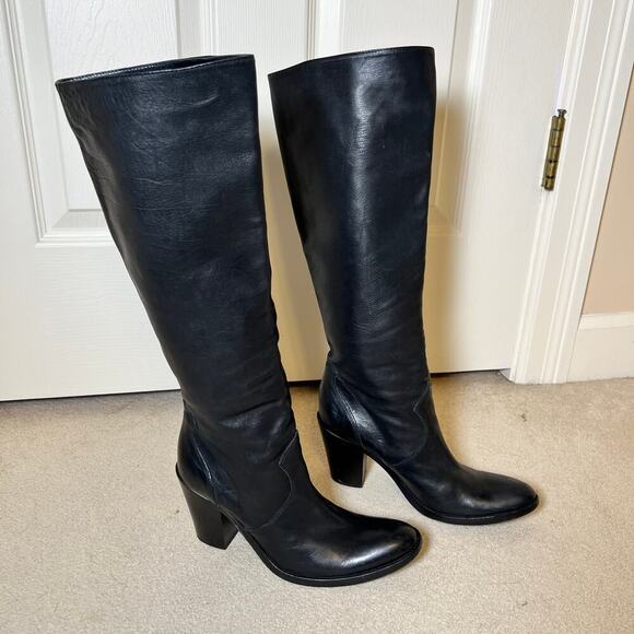 Fru.it Boots Tall Leather High Heel Black Boots Size 37.5 6.5 Made in Italy VGUC - Picture 6 of 6